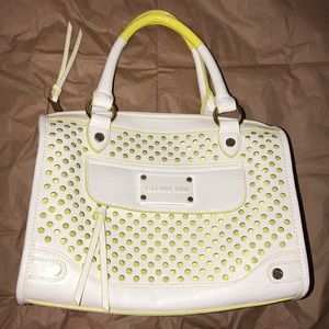 Gianni Bini purse white with neon yellow accents